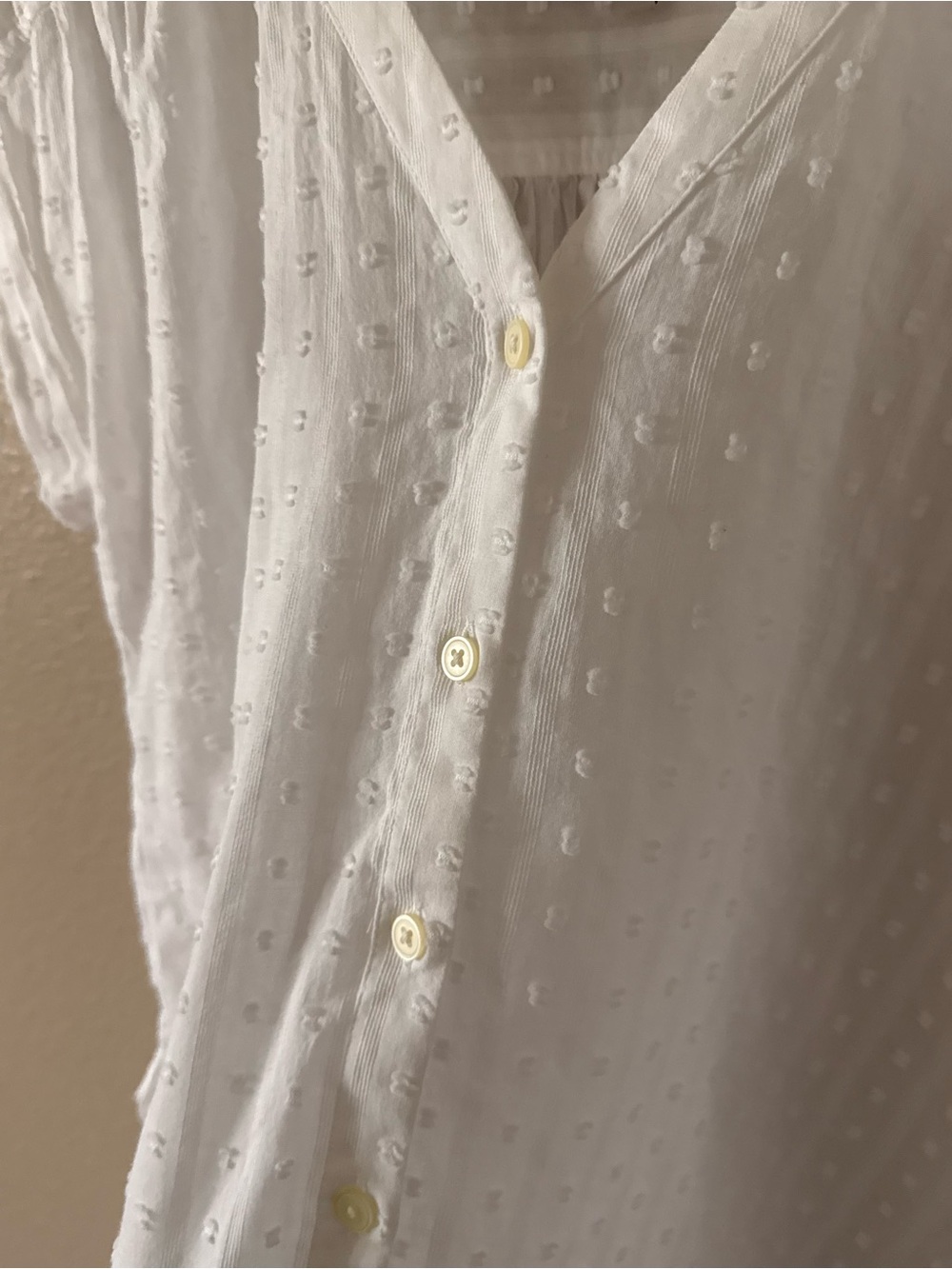 LOFT White Swiss Dot V-Neck Cap Sleeve Blouse - Picture 5 of 7
